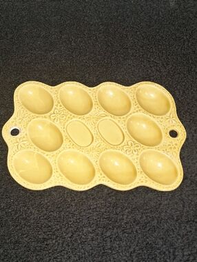 Vintage CM Inc Chadwicks Japan Ceramic Deviled Egg Tray - Gold Yellow